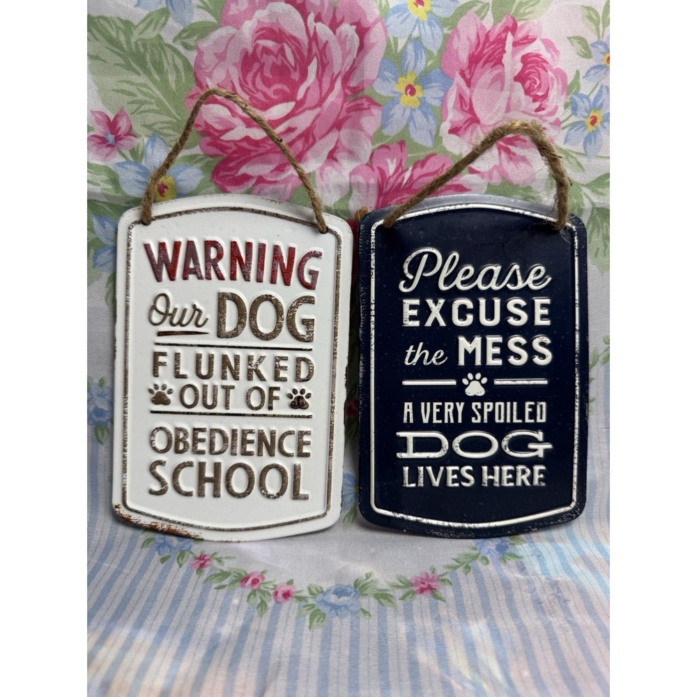 Funny Dog Wall Signs Lot of 2 Muddy Paws 4x6 Hanging Decor‎